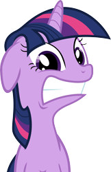 Size: 6000x9235 | Tagged: safe, artist:yetioner, derpibooru import, twilight sparkle, .svg available, absurd resolution, floppy ears, frown, gritted teeth, looking at you, reaction image, simple background, solo, transparent background, vector, wide eyes