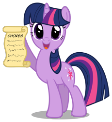 Size: 4415x4783 | Tagged: safe, artist:austiniousi, derpibooru import, twilight sparkle, absurd resolution, list, scroll, solo