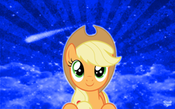 Size: 1920x1200 | Tagged: safe, artist:cloud-twister, artist:jocular-arts, applejack, earth pony, pony, shooting star, solo, stars, vector, wallpaper