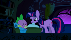 Size: 1280x720 | Tagged: safe, derpibooru import, screencap, spike, twilight sparkle, dragon, pony, unicorn, owl's well that ends well, cute, mama twilight, sleeping, spikelove