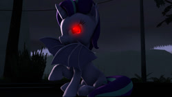 Size: 1024x576 | Tagged: safe, artist:starspiritthepegasus, starlight glimmer, bat pony, pony, unicorn, 3d, bat ponified, night, race swap, solo, source filmmaker