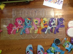 Size: 2592x1936 | Tagged: safe, artist:moonsplashpony, derpibooru import, applejack, fluttershy, pinkie pie, rainbow dash, rarity, twilight sparkle, earth pony, pegasus, pony, unicorn, mane six, perler beads, photo