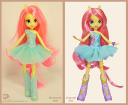 Size: 800x659 | Tagged: safe, artist:jessicakingstone, fluttershy, equestria girls, comparison, custom, doll, irl, photo, solo, toy