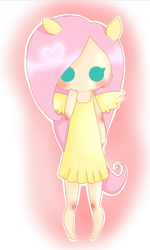 Size: 603x1005 | Tagged: safe, artist:chibibluishi, fluttershy, human, chibi, eared humanization, humanized, solo, winged humanization