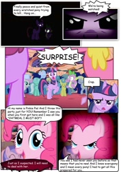 Size: 800x1132 | Tagged: safe, derpibooru import, pinkie pie, spike, twilight sparkle, dragon, earth pony, pony, comic, friendship is betrayal