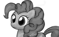 Size: 1120x700 | Tagged: safe, artist:symbianl, pinkie pie, earth pony, pony, female, mare, monochrome, simple background, solo, white background