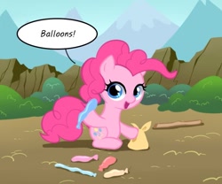 Size: 600x500 | Tagged: safe, artist:apzzang, pinkie pie, earth pony, pony, ask-grow-pinkie, balloon, solo