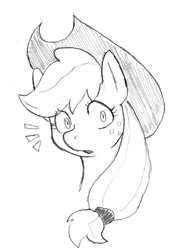 Size: 1024x1466 | Tagged: safe, artist:dj-black-n-white, applejack, earth pony, pony, bust, monochrome, portrait, solo, traditional art