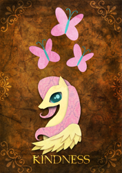 Size: 849x1200 | Tagged: safe, artist:emjustem, fluttershy, pegasus, pony, bust, cutie mark, portrait, solo