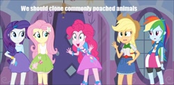 Size: 1024x499 | Tagged: safe, derpibooru import, applejack, fluttershy, pinkie pie, rainbow dash, rarity, equestria girls, exploitable meme, meme, pinkie has a crazy idea