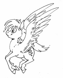 Size: 504x627 | Tagged: safe, artist:tod, derpy hooves, pegasus, pony, female, mare, monochrome, solo