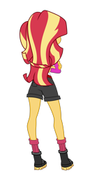 Size: 4213x8152 | Tagged: safe, artist:keronianniroro, sunset shimmer, equestria girls, legend of everfree, absurd resolution, boots, bunset shimmer, clothes, crossed arms, legs, rear view, shorts, simple background, solo, transparent background, vector