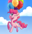 Size: 1024x1116 | Tagged: safe, artist:loryska, pinkie pie, earth pony, pony, balloon, blank flank, flying, solo, then watch her balloons lift her up to the sky