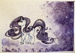 Size: 1259x900 | Tagged: safe, artist:batwitch, rarity, pony, unicorn, female, mare, purple mane, solo, traditional art, white coat