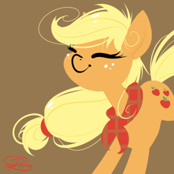 Size: 600x600 | Tagged: safe, artist:nastylady, applejack, earth pony, pony, bandana, cute, eyes closed, jackabetes, simple background, smiling, solo