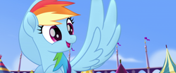 Size: 1920x804 | Tagged: safe, derpibooru import, screencap, rainbow dash, pegasus, pony, my little pony: the movie, cute, dashabetes, female, flying, mare, solo