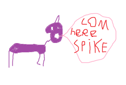 Size: 608x408 | Tagged: safe, derpibooru import, spike, twilight sparkle, dragon, ms paint, quality, speech bubble, stylistic suck