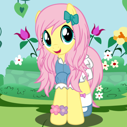 Size: 3600x3600 | Tagged: safe, artist:beavernator, fluttershy, pegasus, pony, alternate hairstyle, bow, clothes, cute, flower, show accurate, shyabetes, socks, solo, vector