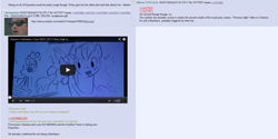 Size: 1492x748 | Tagged: safe, screencap, apple bloom, big macintosh, pinkie pie, earth pony, pony, season 4, /mlp/, 4chan, speculation, text, youtube