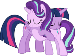 Size: 5139x3867 | Tagged: safe, artist:jhayarr23, starlight glimmer, twilight sparkle, twilight sparkle (alicorn), alicorn, pony, shadow play, duo, duo female, female, hug, simple background, transparent background, vector