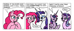 Size: 995x422 | Tagged: safe, artist:gingerfoxy, pinkie pie, rarity, starlight glimmer, twilight sparkle, twilight sparkle (alicorn), alicorn, earth pony, pony, unicorn, pony comic generator, comic