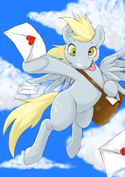 Size: 700x990 | Tagged: safe, artist:diasfox, derpy hooves, pegasus, pony, female, love letter, mail, mailbag, mare, solo, valentine