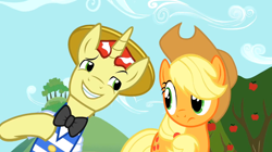 Size: 1152x645 | Tagged: safe, screencap, applejack, flim, earth pony, pony, the super speedy cider squeezy 6000, out of context