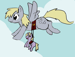 Size: 600x458 | Tagged: artist needed, safe, derpy hooves, dinky hooves, pegasus, pony, equestria's best mother, female, flying, mare