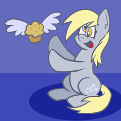 Size: 576x576 | Tagged: safe, artist:pembroke, derpy hooves, pegasus, pony, female, mare, muffin, solo