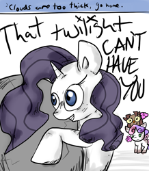 Size: 680x780 | Tagged: safe, artist:moonblizzard, owlowiscious, rarity, sweetie belle, pony, unicorn, ask, rarity answers, tumblr