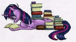 Size: 3182x1776 | Tagged: safe, artist:thesolitarysandpiper, derpibooru import, twilight sparkle, book, reading, sketch, solo