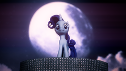 Size: 1920x1080 | Tagged: safe, artist:moviemowdown, rarity, pony, unicorn, 3d, moon, night, solo, source filmmaker