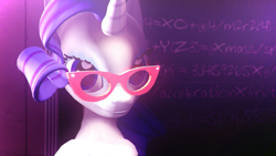 Size: 1366x768 | Tagged: safe, artist:illumint, rarity, pony, unicorn, 3d, glasses, gmod, solo