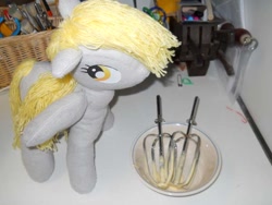 Size: 600x450 | Tagged: safe, artist:eratosofcyrene, derpy hooves, pegasus, pony, female, irl, mare, photo, plush derpy, plushie