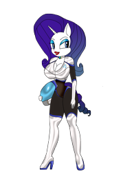 Size: 2841x3977 | Tagged: safe, artist:odiz, rarity, anthro, bodysuit, breasts, female, flight suit, raritits, solo