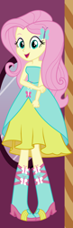 Size: 450x1390 | Tagged: safe, artist:liggliluff, fluttershy, equestria girls, bare shoulders, boots, clothes, dress, dressup game, fall formal outfits, high heel boots, show accurate, sleeveless, solo, strapless, vector
