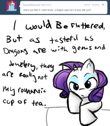 Size: 680x780 | Tagged: safe, artist:moonblizzard, rarity, pony, unicorn, ask, rarity answers, solo, tumblr