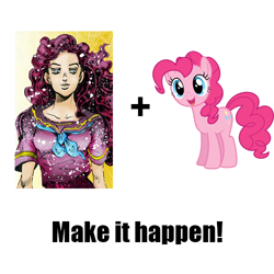 Size: 500x500 | Tagged: safe, pinkie pie, earth pony, pony, diamond is unbreakable, exploitable meme, hair magic, jojo's bizarre adventure, love deluxe, make it happen, meme, stand, yukako yamagishi