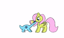 Size: 1600x960 | Tagged: safe, fluttershy, dinosaur, pegasus, pony, amaura, crossover, cute, pokémon, pokémon x and y