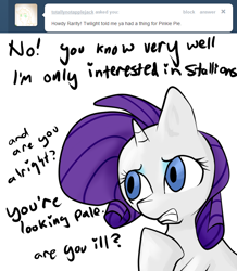 Size: 680x780 | Tagged: safe, artist:moonblizzard, rarity, pony, unicorn, ask, rarity answers, solo, tumblr