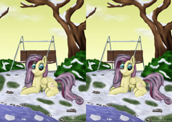 Size: 900x637 | Tagged: safe, artist:heffatos, fluttershy, pegasus, pony, 3d, cross eye stereogram, solo, stereoscopy, winter