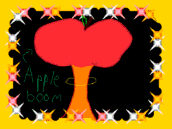 Size: 640x480 | Tagged: safe, artist:muffindash, applejack, apple, no pony, simple background, sonic rainboom