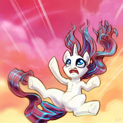 Size: 1600x1600 | Tagged: safe, artist:kp-shadowsquirrel, rarity, pony, unicorn, armpits, cloud, cloudy, falling, featureless crotch, solo