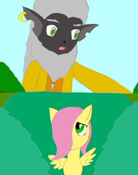 Size: 793x1007 | Tagged: safe, artist:pokeneo1234, fluttershy, pegasus, pony, chaotic, crossover, parody, raznus