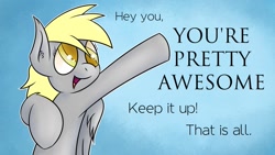 Size: 1191x670 | Tagged: safe, artist:jorobro, derpy hooves, pegasus, pony, compliment, cute, female, mare, motivation, motivational, motivational poster, nice, pointing, reaction image, solo, truth