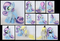 Size: 2145x1457 | Tagged: safe, artist:fireflytwinkletoes, derpy hooves, oc, oc:cloudy dreamscape, pegasus, pony, female, irl, mare, moustache, photo, plushie, sitting