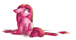 Size: 1280x683 | Tagged: safe, artist:askpopcorn, pinkie pie, earth pony, pony, party of one, invitation, letter, pinkamena diane pie, scene interpretation, solo