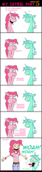 Size: 660x2651 | Tagged: safe, artist:hellarmy, lyra heartstrings, pinkie pie, human, comic, humanized, pony to human, russian, transformation, translation