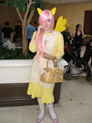 Size: 487x650 | Tagged: artist needed, safe, fluttershy, human, anime weekend atlanta, basket, cosplay, irl, irl human, photo