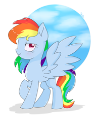 Size: 883x1200 | Tagged: safe, artist:chautung, derpibooru import, rainbow dash, pegasus, pony, solo